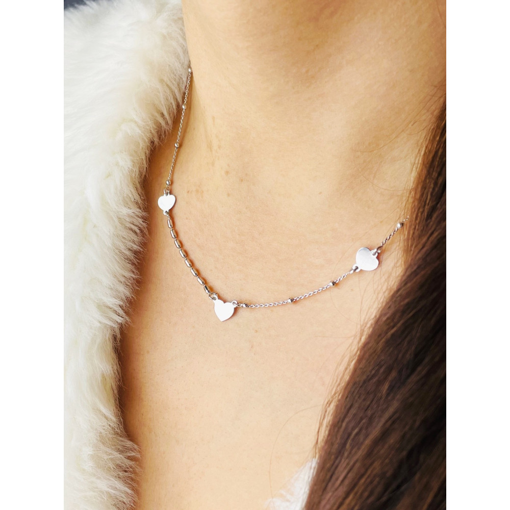 Kugel 925 Silber Halskette mit Herz Halsband Damen