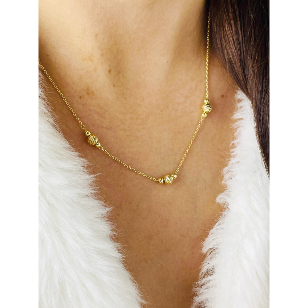 Kugel 925 Silber Halskette vergoldet Halsband Damen