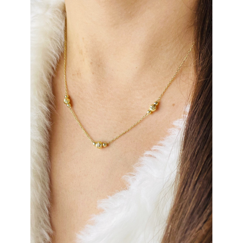 Kugel 925 Silber Halskette vergoldet Halsband Damen