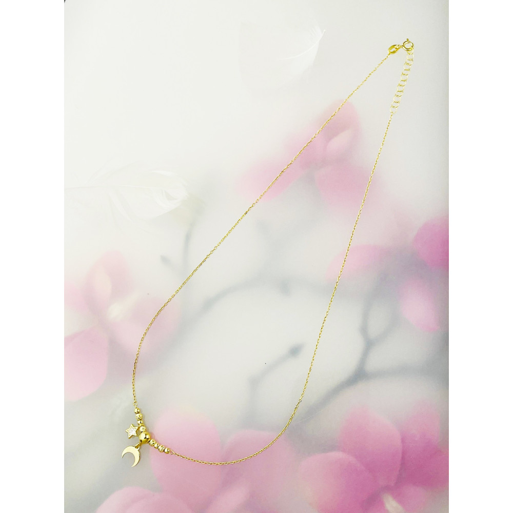 Srebrny naszyjnik ankier księżyc gwiazdka z cyrkonią