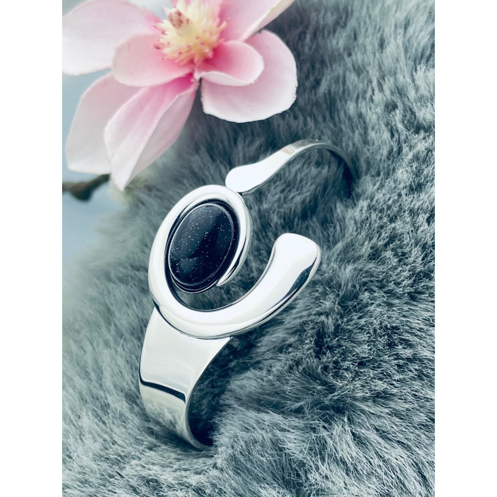 Damen Silberarmband 925 Silber mit schwarzer Stein