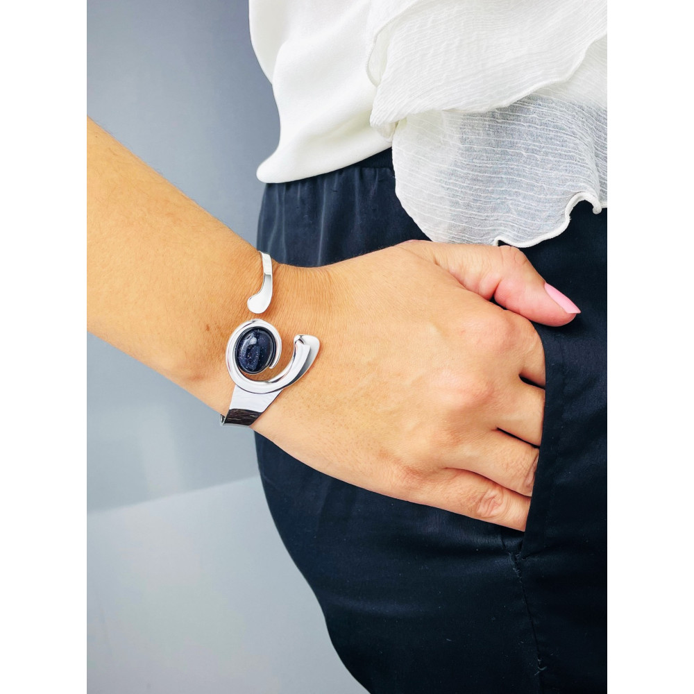 Damen Silberarmband 925 Silber mit schwarzer Stein