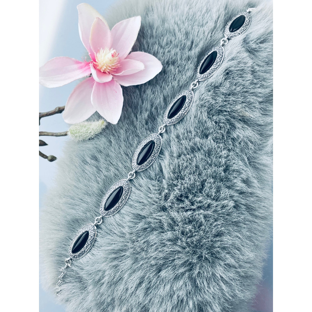 Armband 925 Silber mit Onyx Damen