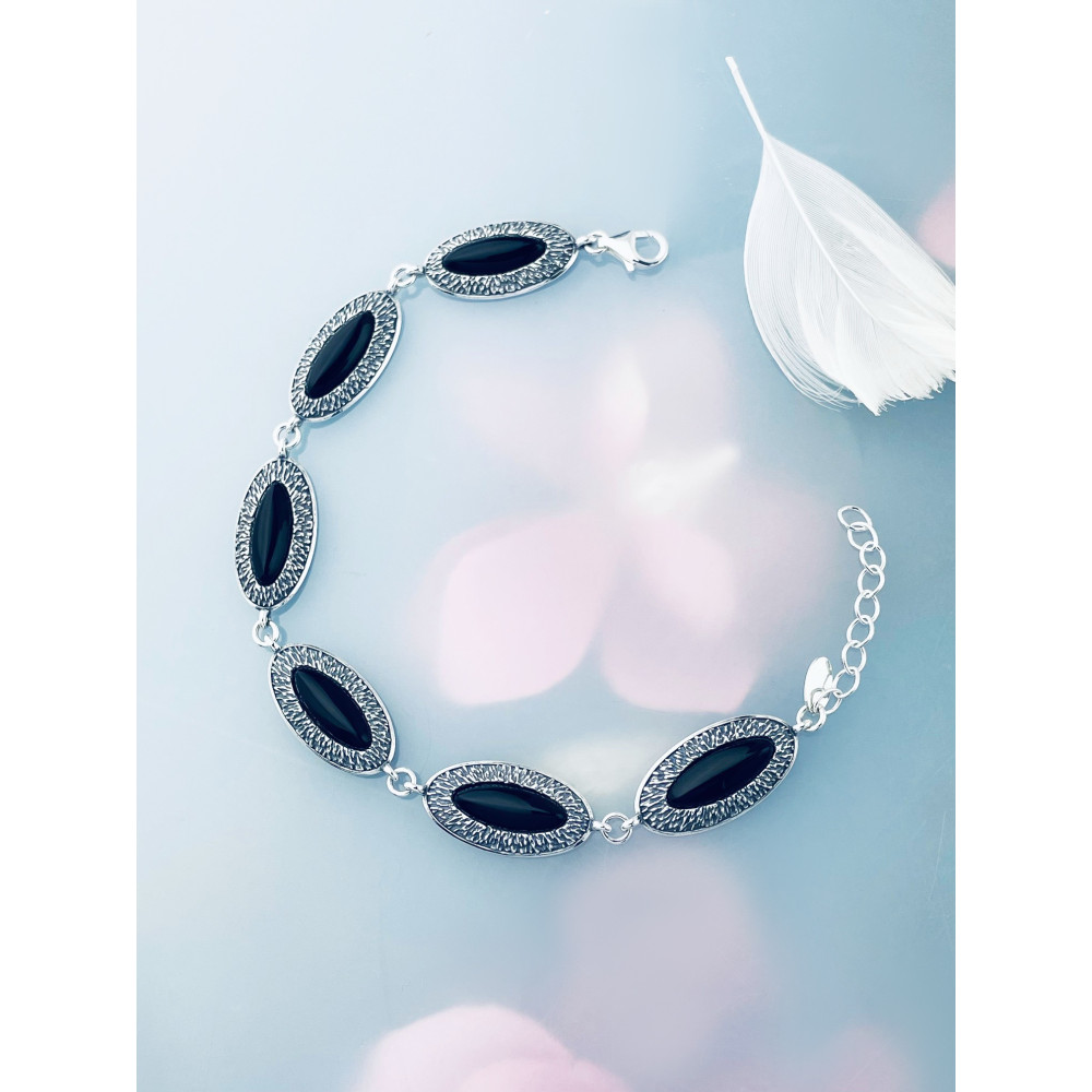 Armband 925 Silber mit Onyx Damen