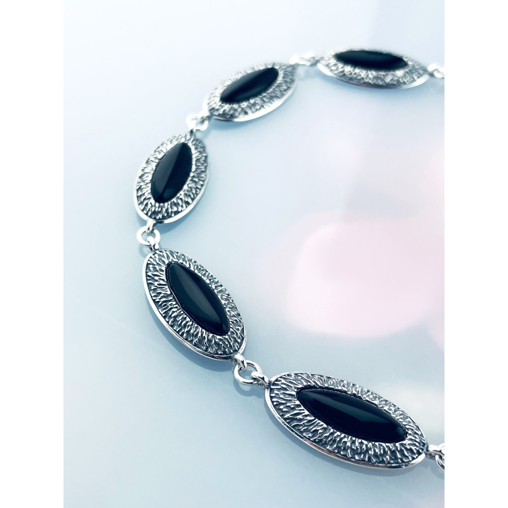 Armband 925 Silber mit Onyx Damen