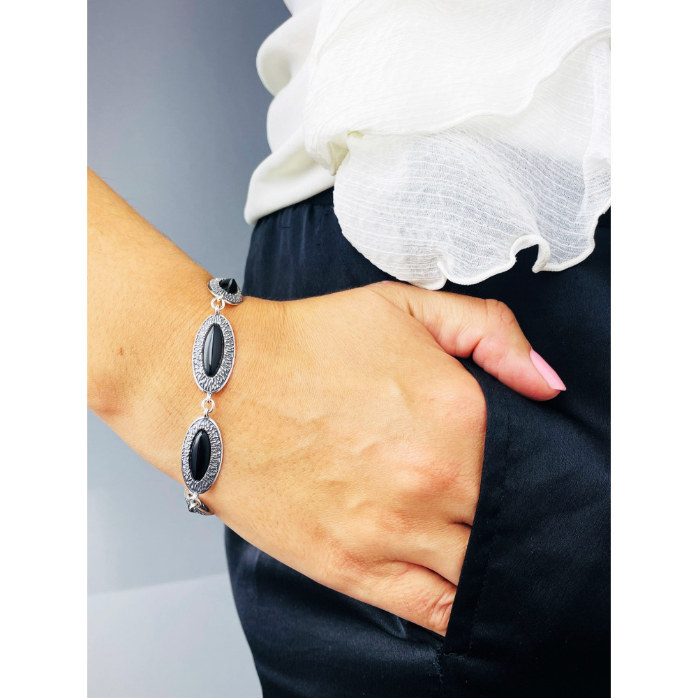 Armband 925 Silber mit Onyx Damen
