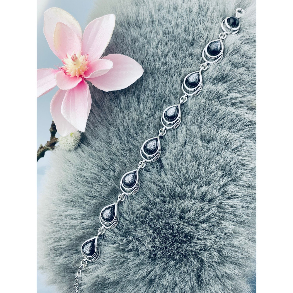 Tropfen Armband 925 Silber mit  Sternenstaub Damen