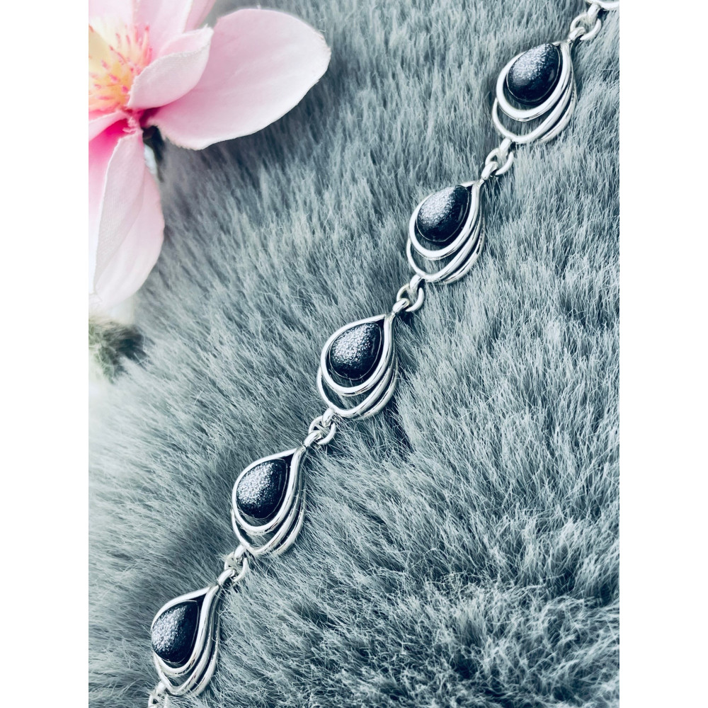 Tropfen Armband 925 Silber mit  Sternenstaub Damen