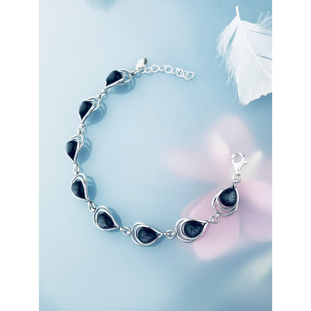 Tropfen Armband 925 Silber mit  Sternenstaub Damen