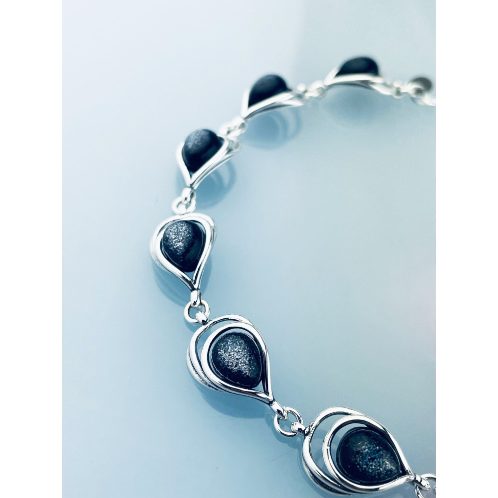 Tropfen Armband 925 Silber mit  Sternenstaub Damen