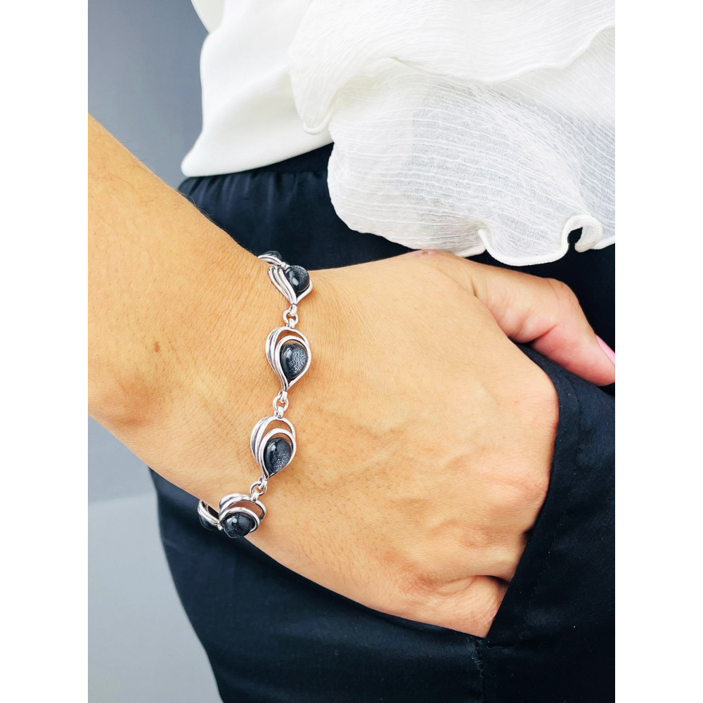 Tropfen Armband 925 Silber mit  Sternenstaub Damen