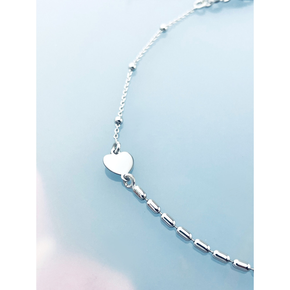 Herz 925 Silber mit Kugel Armband