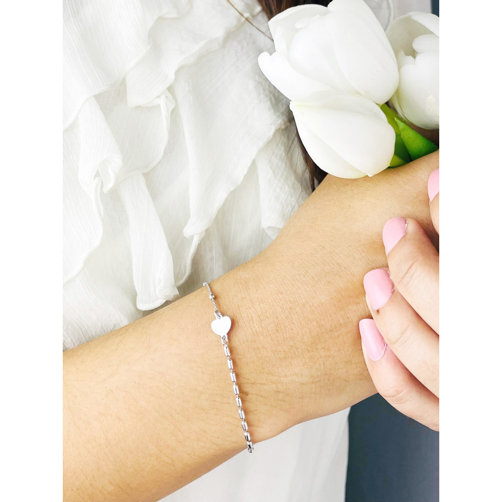 Herz 925 Silber mit Kugel Armband