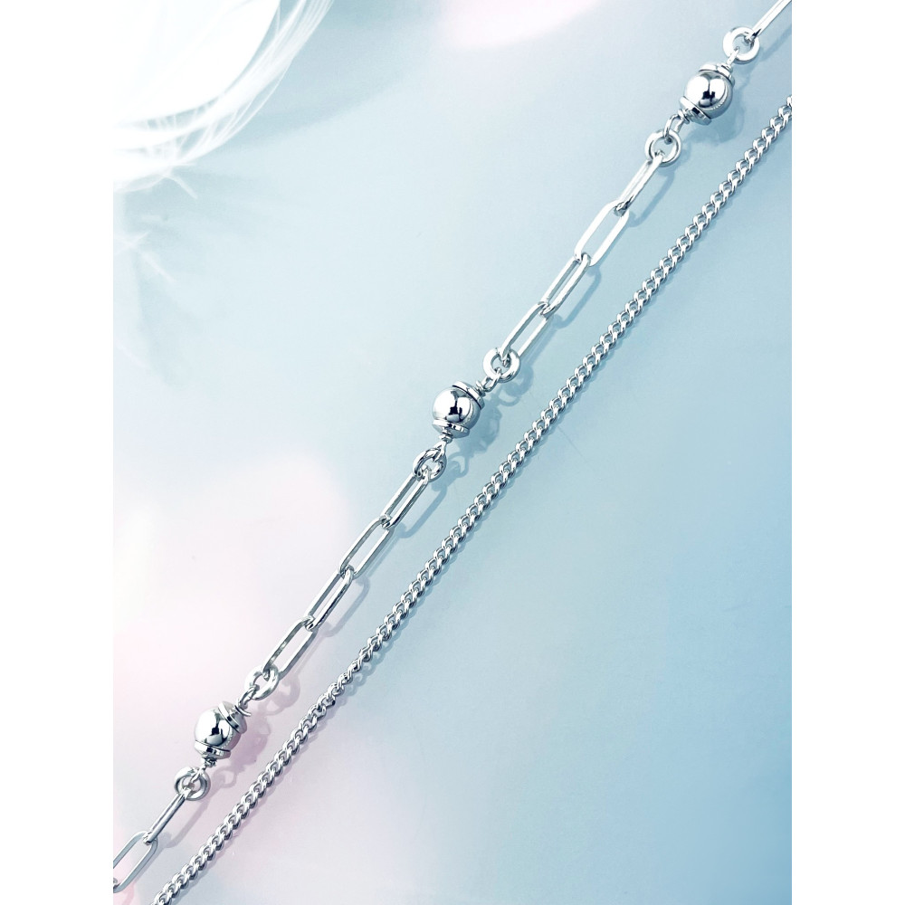 925 Silber mit Kugel Armband Panzerkette Ankerkette