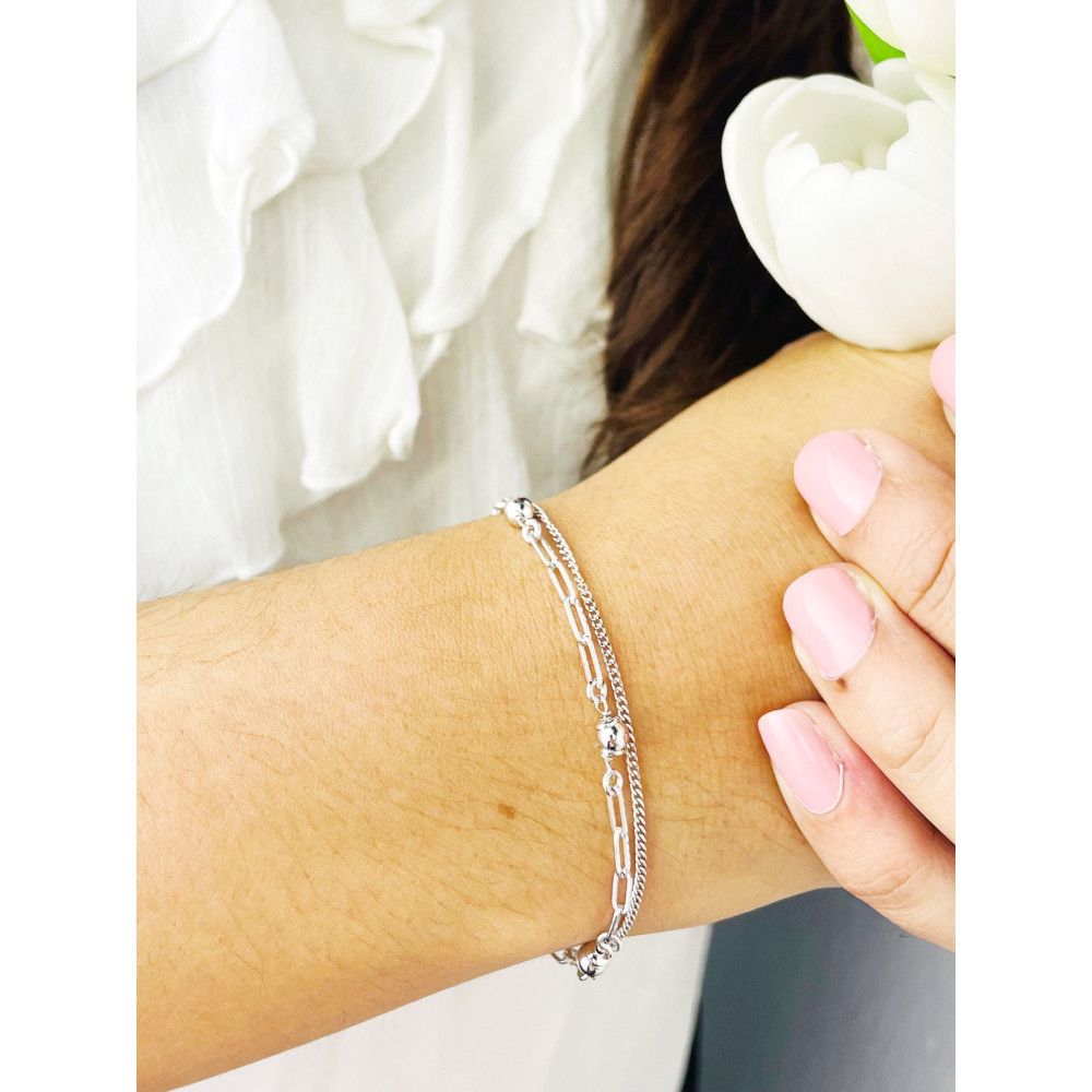 925 Silber mit Kugel Armband Panzerkette Ankerkette