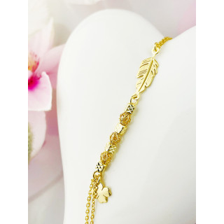 Srebrna bransoletka pozłacana piórko koniczynka