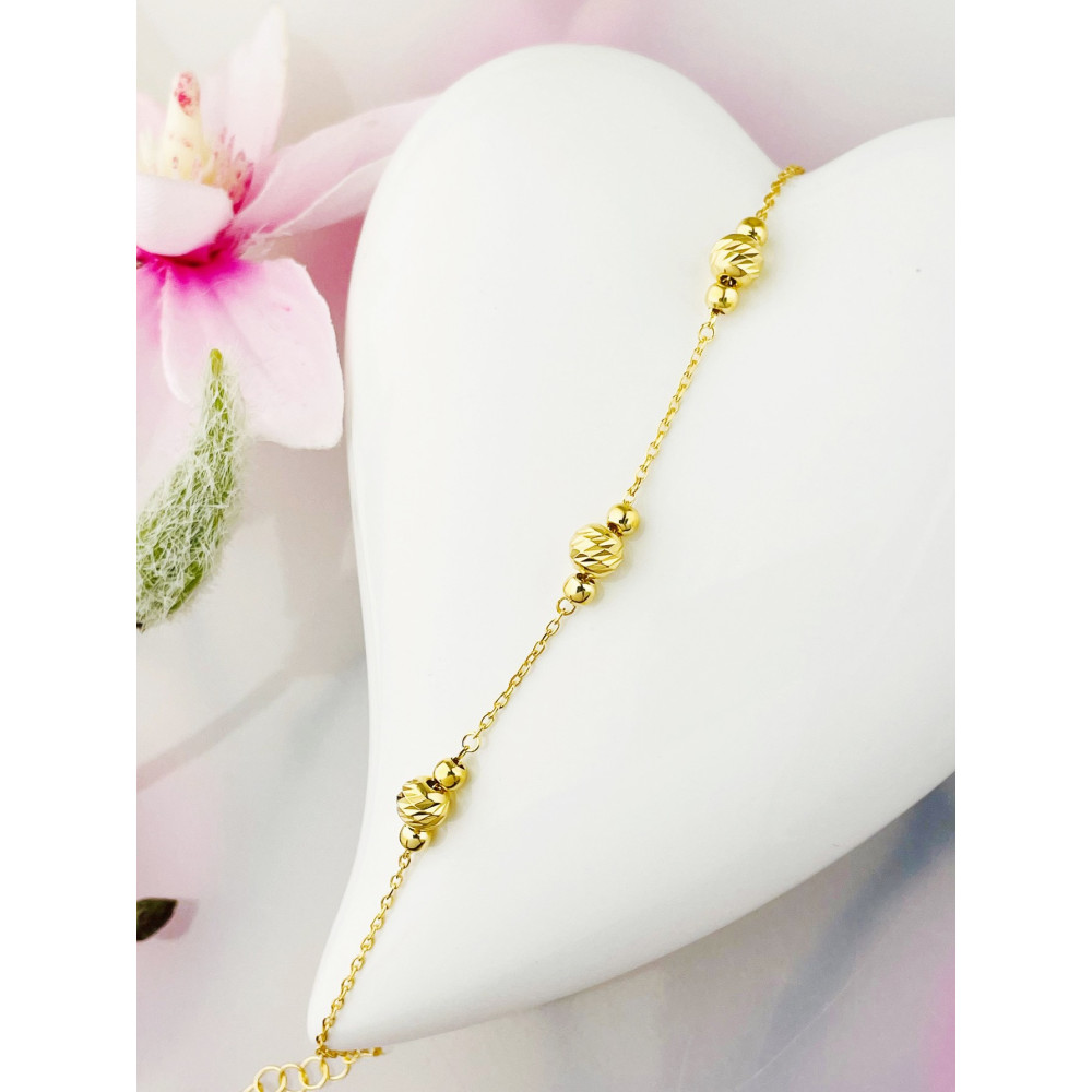 Kugel Armband 925 Silber vergoldet Ankerkette