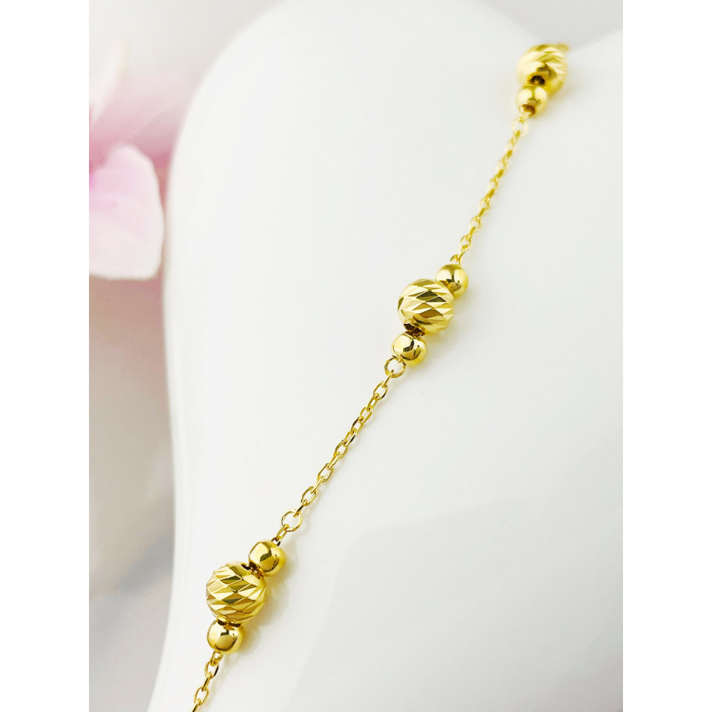 Kugel Armband 925 Silber vergoldet Ankerkette