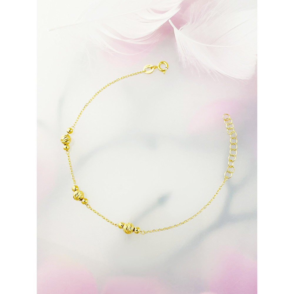 Kugel Armband 925 Silber vergoldet Ankerkette