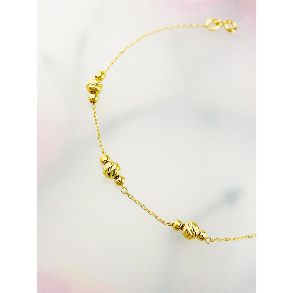 Kugel Armband 925 Silber vergoldet Ankerkette