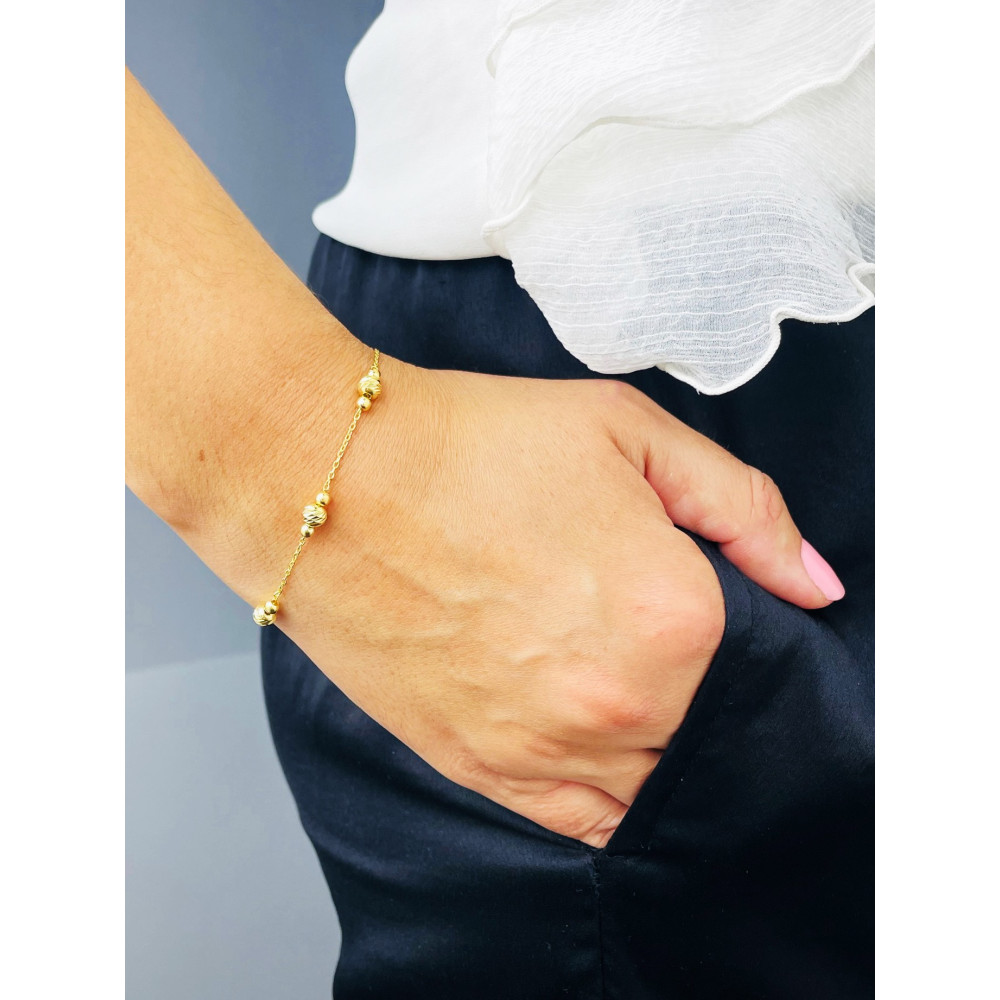 Kugel Armband 925 Silber vergoldet Ankerkette