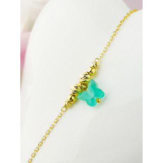 Schmetterling Armband 925 Silber vergoldet Ankerkette