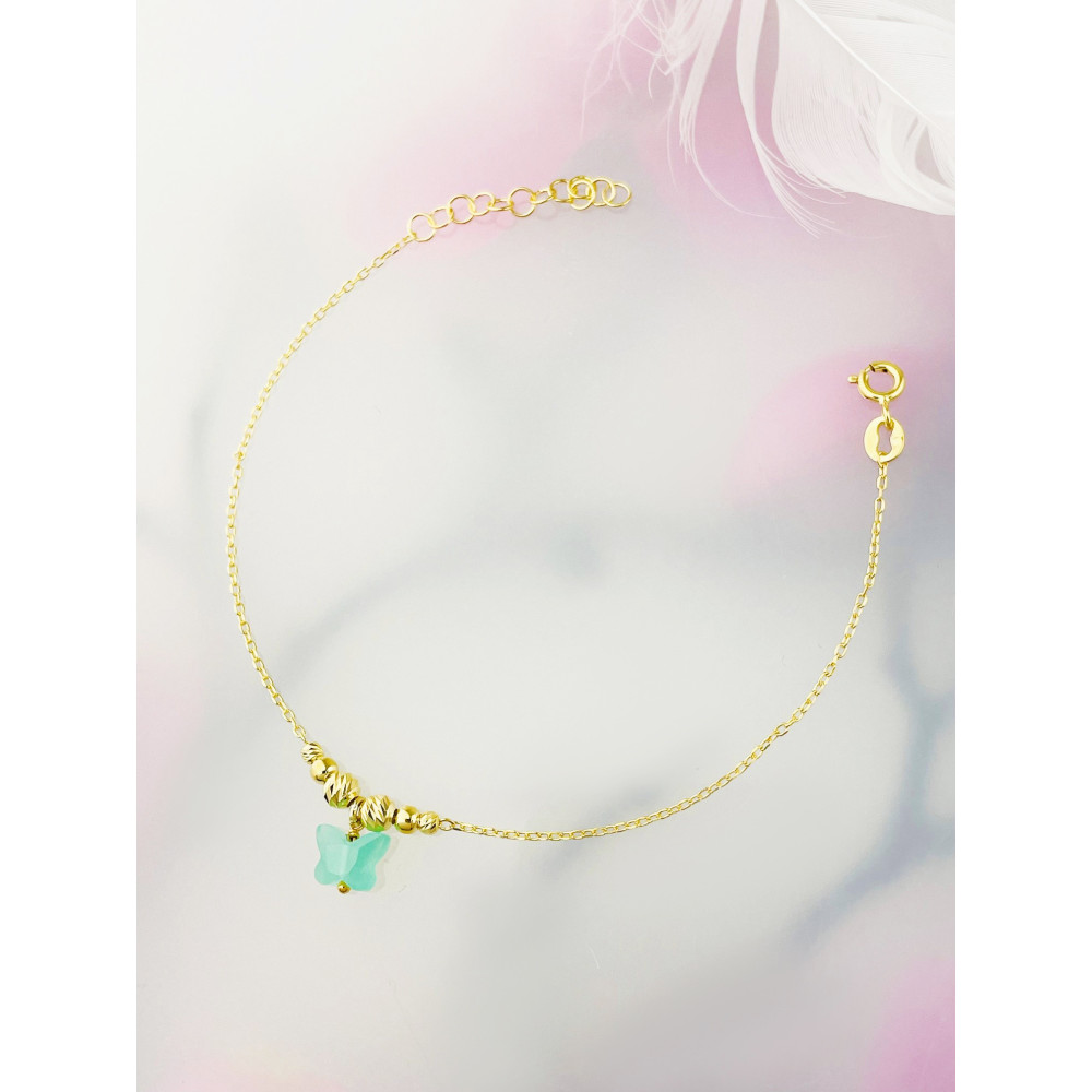 Schmetterling Armband 925 Silber vergoldet Ankerkette