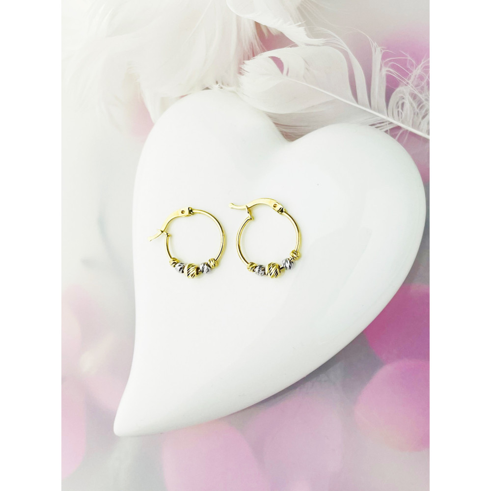 copy of Złote kolczyki kuleczki z cyrkoniami dwukolorowe