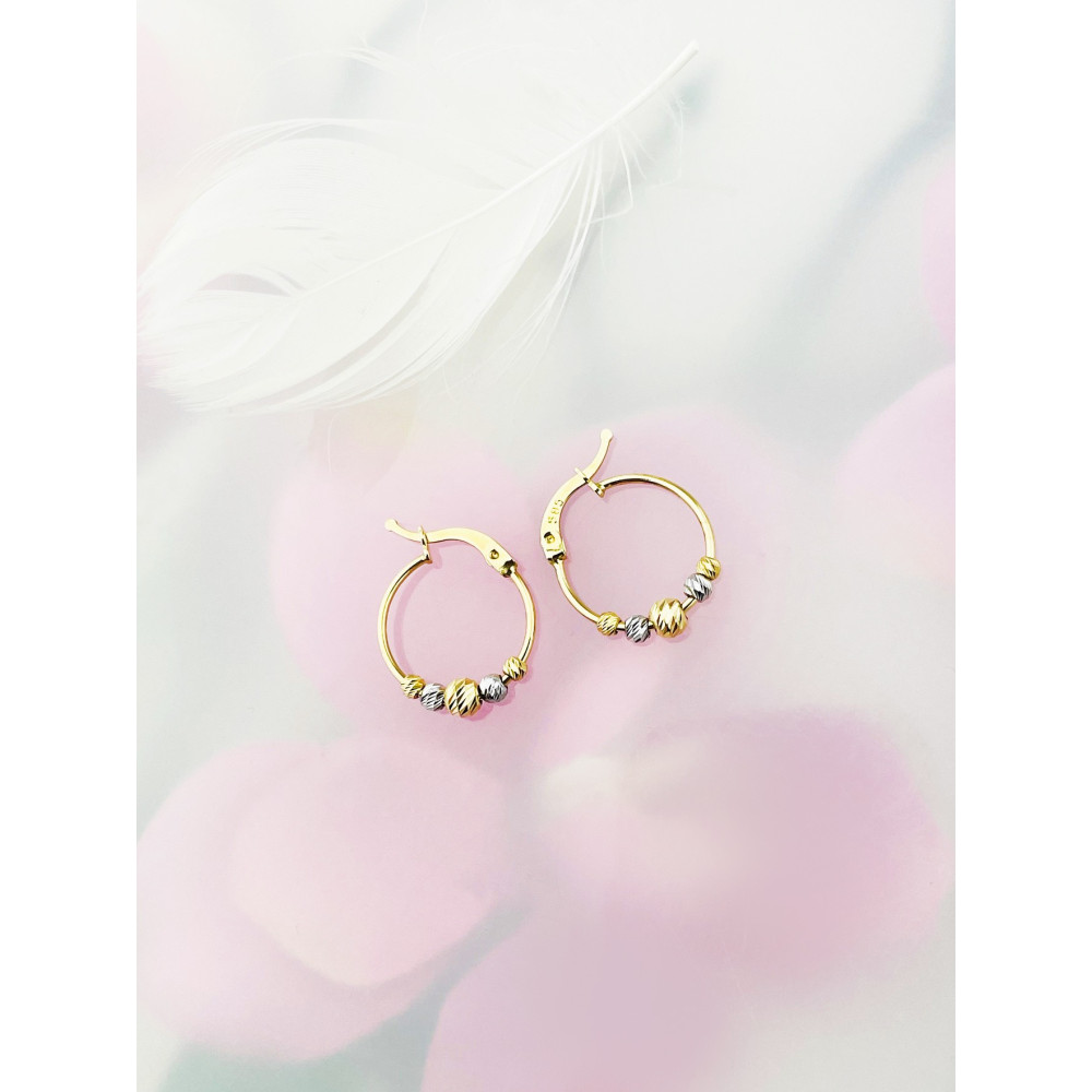 copy of Złote kolczyki kuleczki z cyrkoniami dwukolorowe