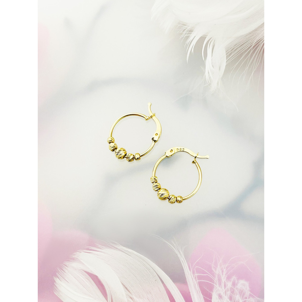 Kreis Creolen Ohrringe Ohrhänger Ohrstecker Ohrschmuck Paar Gelbgold 585er 14KT