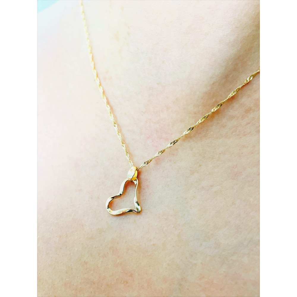 Złota zawieszka serce kręcone wisiorek serduszko twist