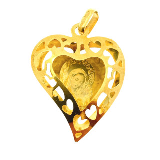 Złoty Medalik Zawieszka Matka Boska z Dzieciątkiem
