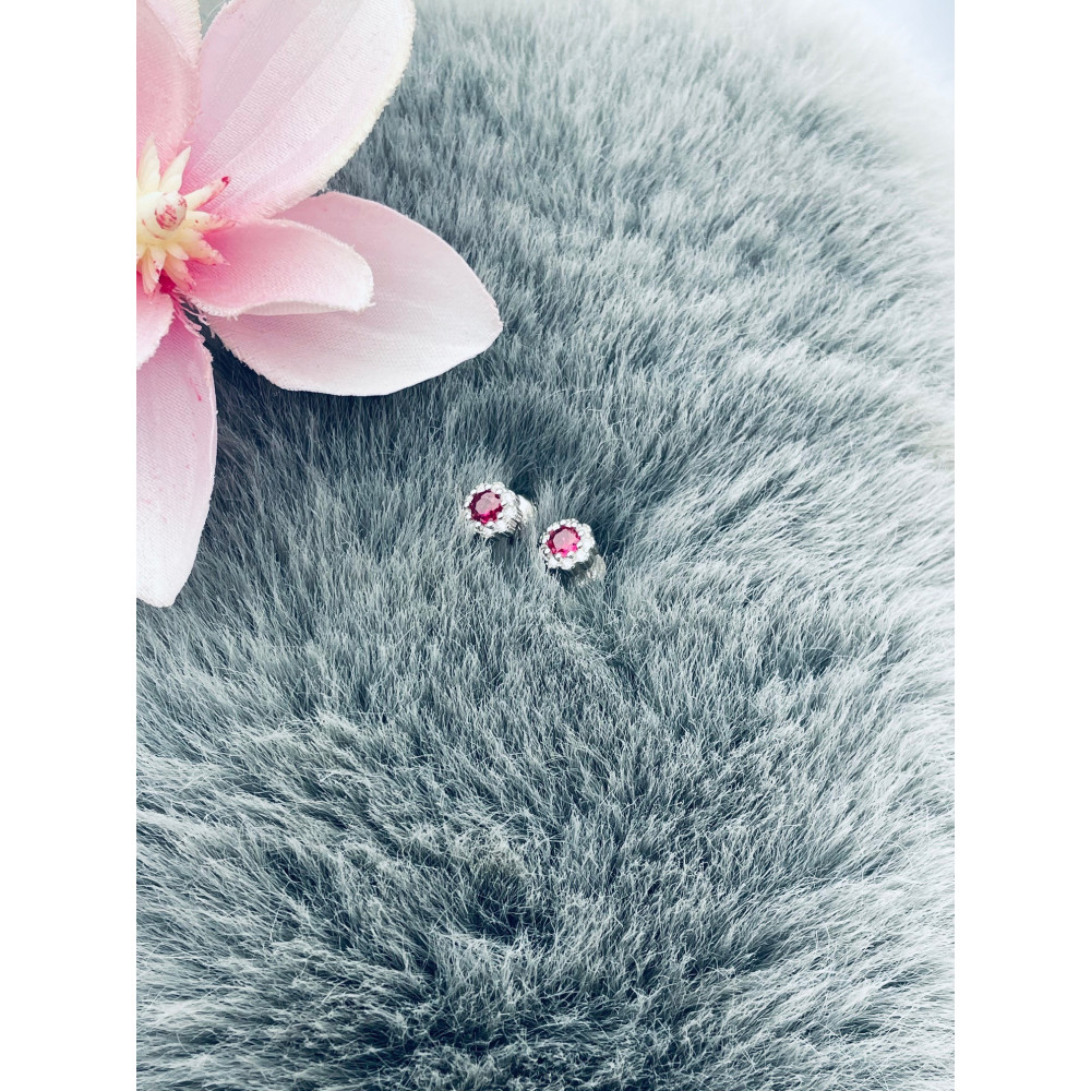 Blume 925 Silber Ohrringe mit Zirkonia