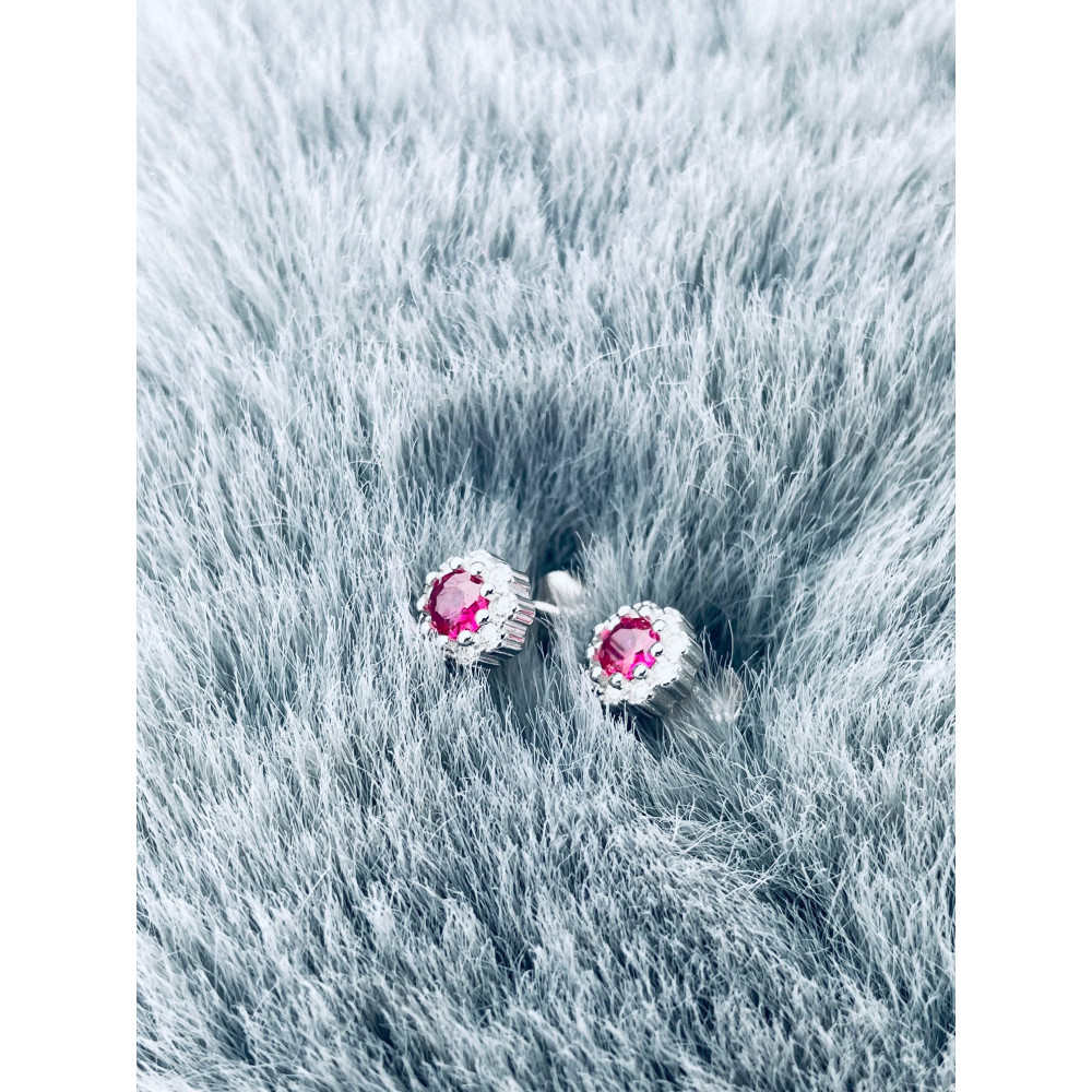 Blume 925 Silber Ohrringe mit Zirkonia