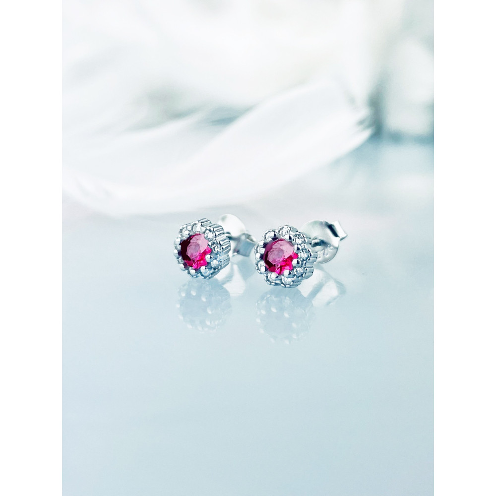 Blume 925 Silber Ohrringe mit Zirkonia