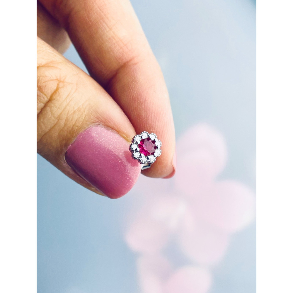 Blume 925 Silber Ohrringe mit Zirkonia