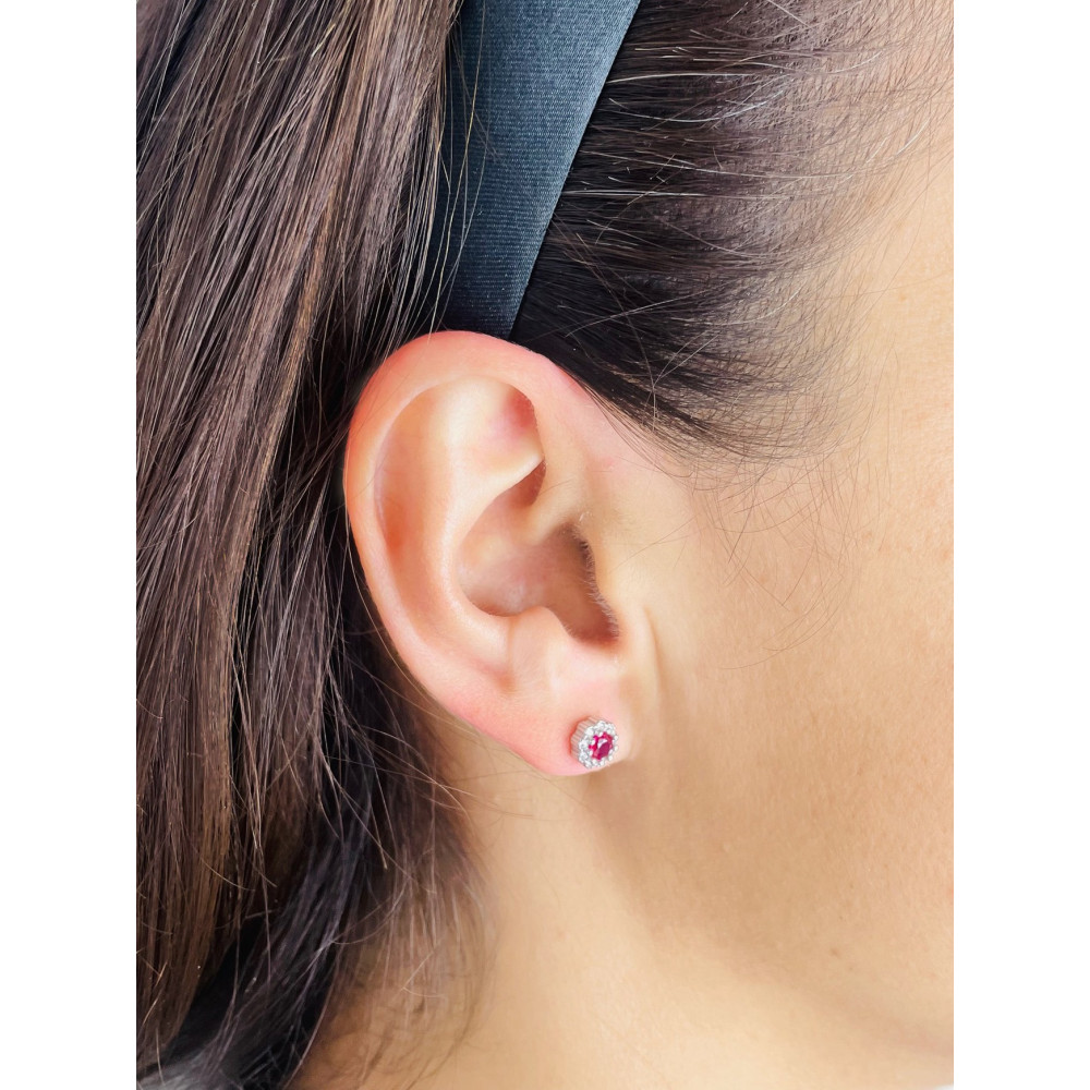 Blume 925 Silber Ohrringe mit Zirkonia