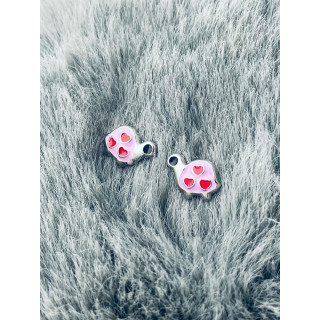 Srebrne kolczyki żółwie żółwiki z emalią różowe z serduszkami