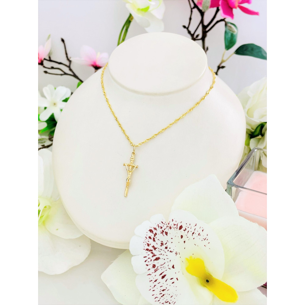 Złoty krzyżyk Jezus Chrystus INRI