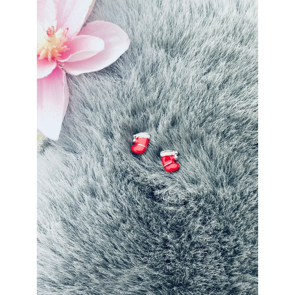 Weihnachtssocke 925 Silber Ohrringe