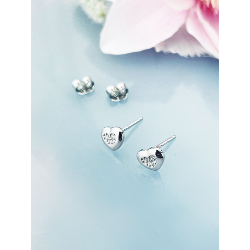 925 Silber Ohrringe mit Zirkonia Herz