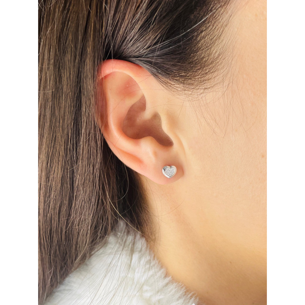 925 Silber Ohrringe mit Zirkonia Herz