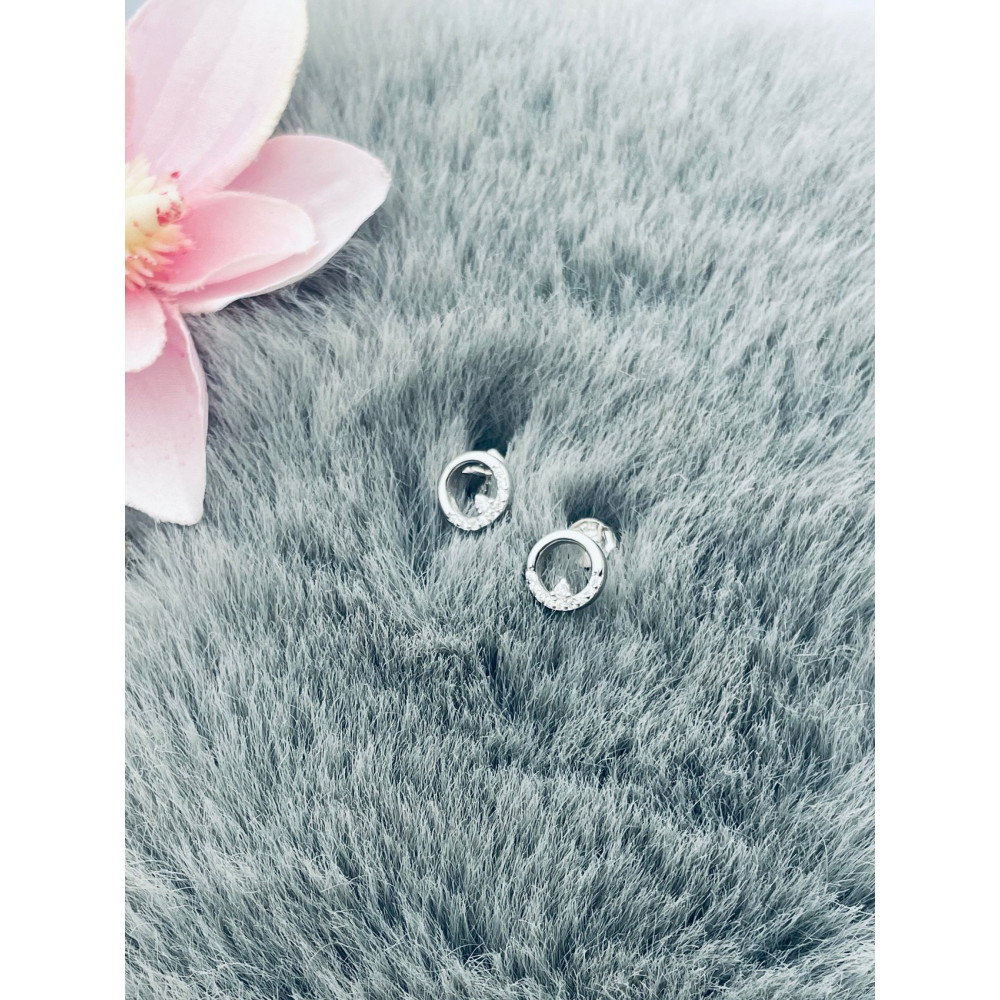 Srebrne kolczyki kółeczka kółka z cyrkoniami