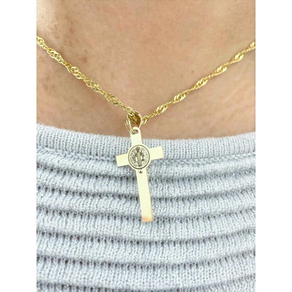 Złoty krzyżyk Jezus Chrystus INRI