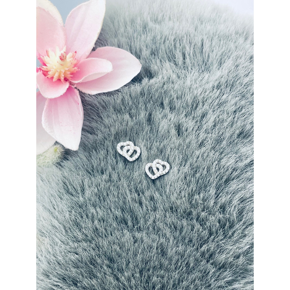 925 Silber Ohrringe mit Zirkonia Herz