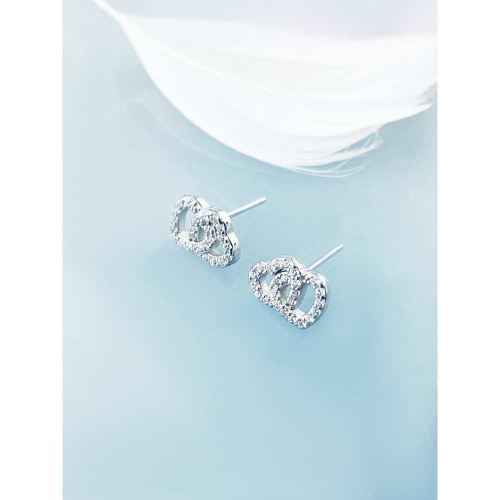 925 Silber Ohrringe mit Zirkonia Herz