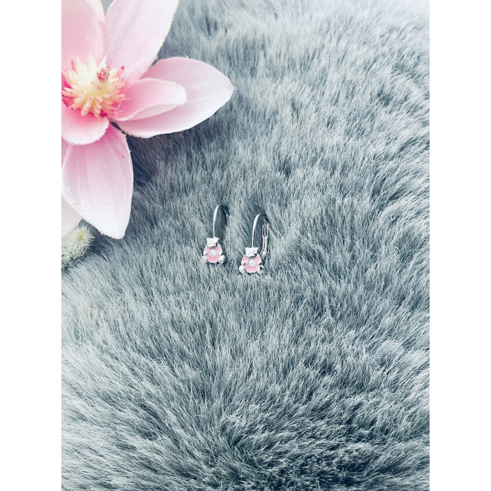 Teddybär 925 Silber mit Zirkonia Ohrringe