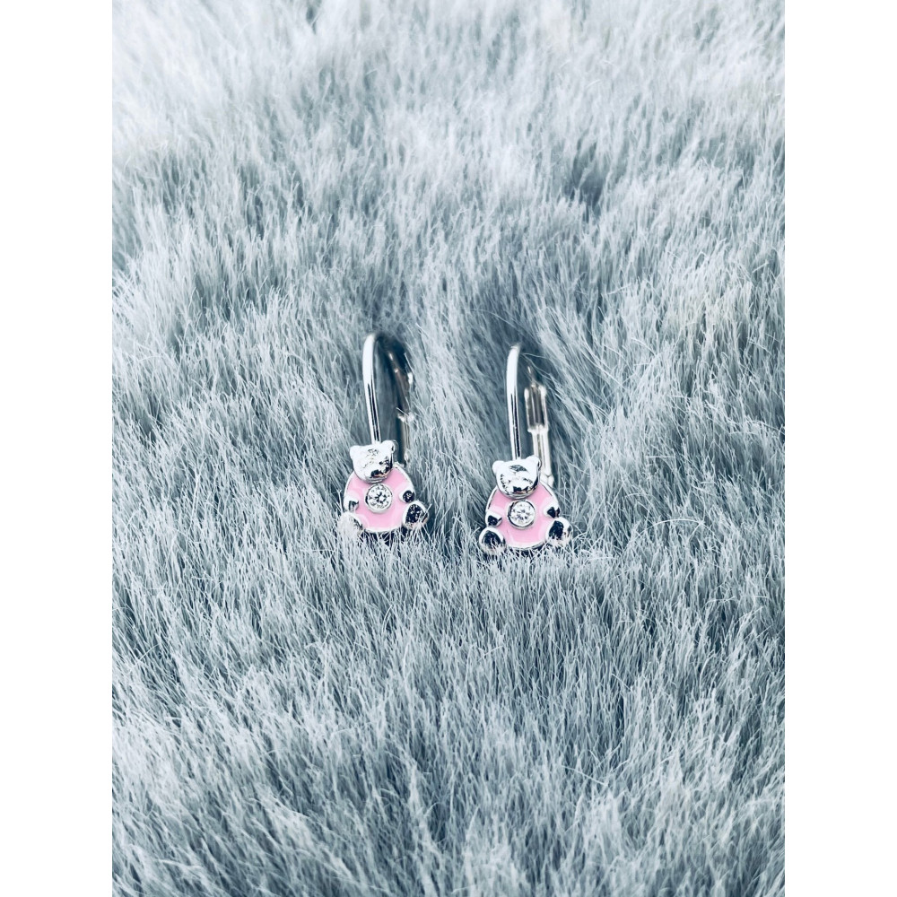 Teddybär 925 Silber mit Zirkonia Ohrringe