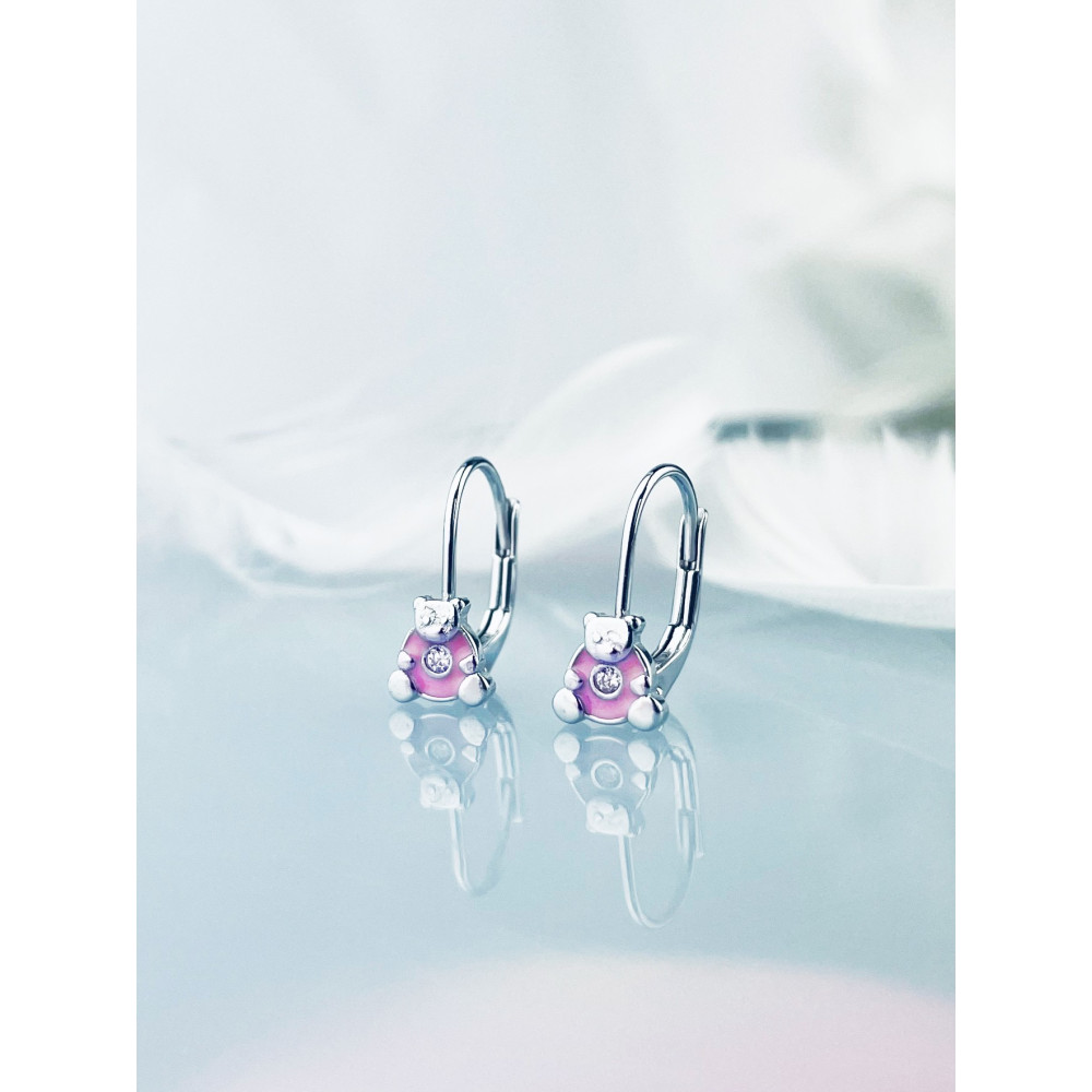Teddybär 925 Silber mit Zirkonia Ohrringe