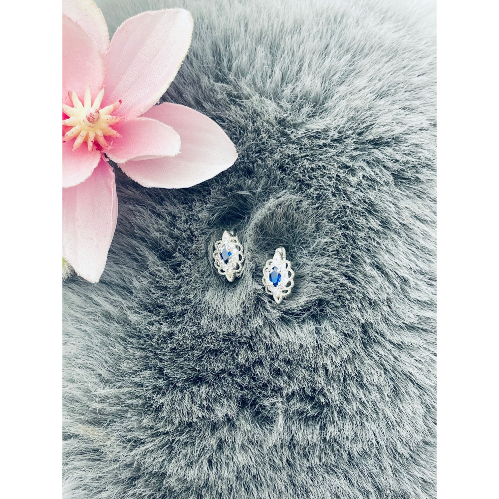 Katzenauge 925 Silber Ohrringe mit Zirkonia